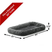 Midwest Homes For Pets / QuietTime Gray Fleece, Plush Bolstered Bed/ Fits 30-inch Crate/ Model-40230