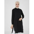thumbnail image 2 of Long Poplin Tunic With Slit Detail Black, 2 of 4