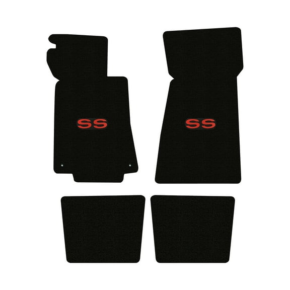 Lloyd Mats LogoMat Custom-Fit 4PC Carpet Floor Mats for 1970-1972 Chevrolet Camaro Z28 w/Gas Pedal Fixed to Floor, Black