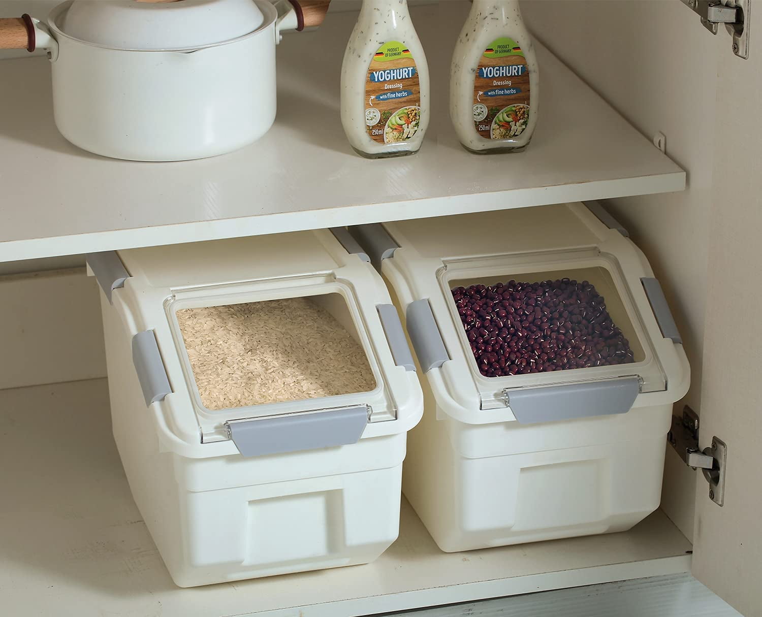 2 Pack Airtight Flour Storage Container With Scoop,Dry Food, Sugar, Baking Supplies,Rice Container Set -BPA Free- Pet Food Storage Container,Dog Cat Birds Food Bin(50LB)