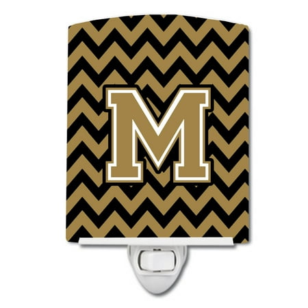 

Caroline s Treasures CJ1050-MCNL Letter M Chevron Black and Gold Ceramic Night Light 6x4x3 multicolor