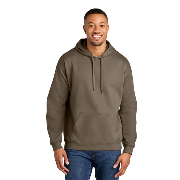 Gildan Unisex Softstyle Hooded Sweatshirt, Cozy Midweight Fleece Pullover Hoodie, Brown Savana, L