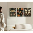 thumbnail image 2 of 3pcs Vintage gothic insect art poster Wall Art Dark Dragonfly Canvas Painting Retro Floral Plant Pictures Moody Insect Poster Prints for Dark Academia Aesthetic Home Decoration (only canvas), 2 of 6