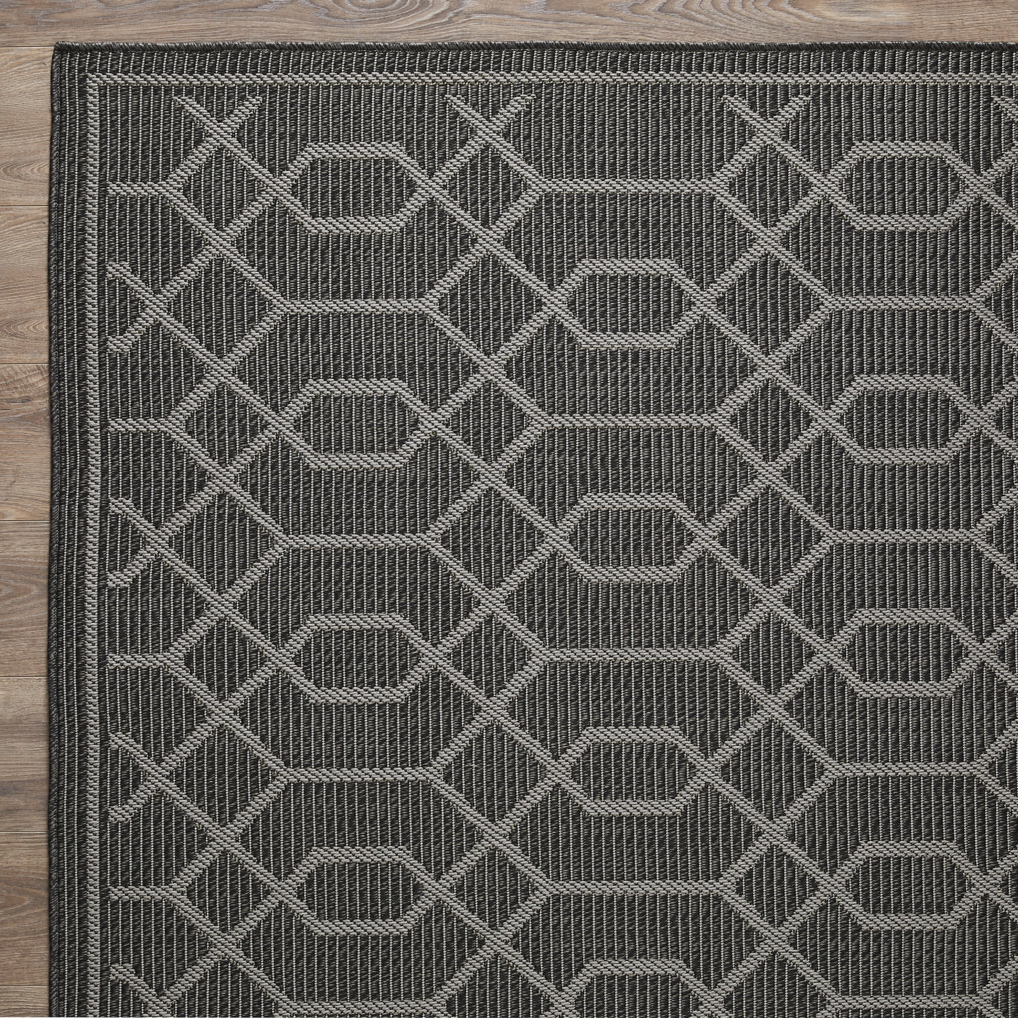 Loomaknoti Breyleigh Chendler 6' x 9' Black Geometric  Indoor/Outdoor Area Rug