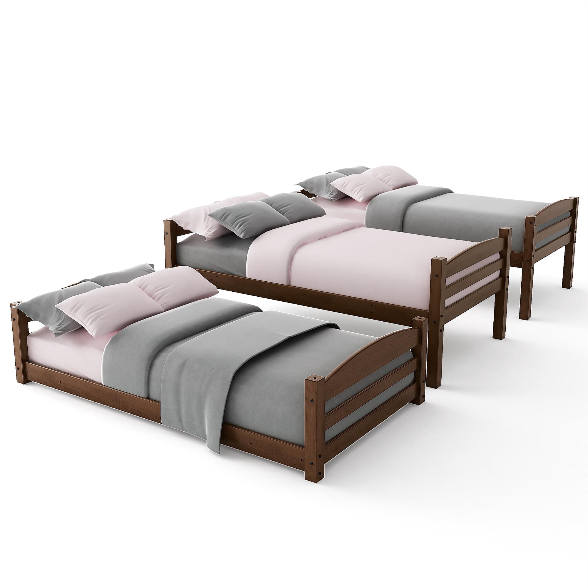 Better Homes & Gardens Tristan Kids' Convertible Triple Bunk Bed, Twin Over Twin Over Twin, Mocha
