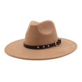 thumbnail image 4 of DuoJiaJ Unisex Wide Brim Fedora, Felt Flat Jazz Hat with Ethnic Design Unisex Brown One Size, 4 of 5