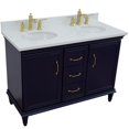 thumbnail image 2 of 49 in. Double Wooden Vanity Blue with White Quartz Oval Sink, 2 of 12