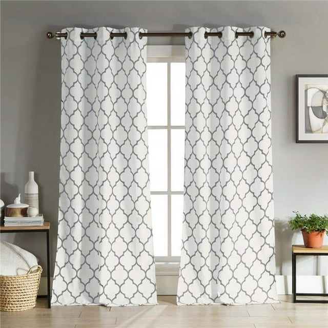 Duck River MASON 11318D12 Rideaux Passe-Partout - Set de Rideaux de Fenêtre - Lin Géométrique Texturé - 2 Panneaux - 38"W x 112"L - Gris