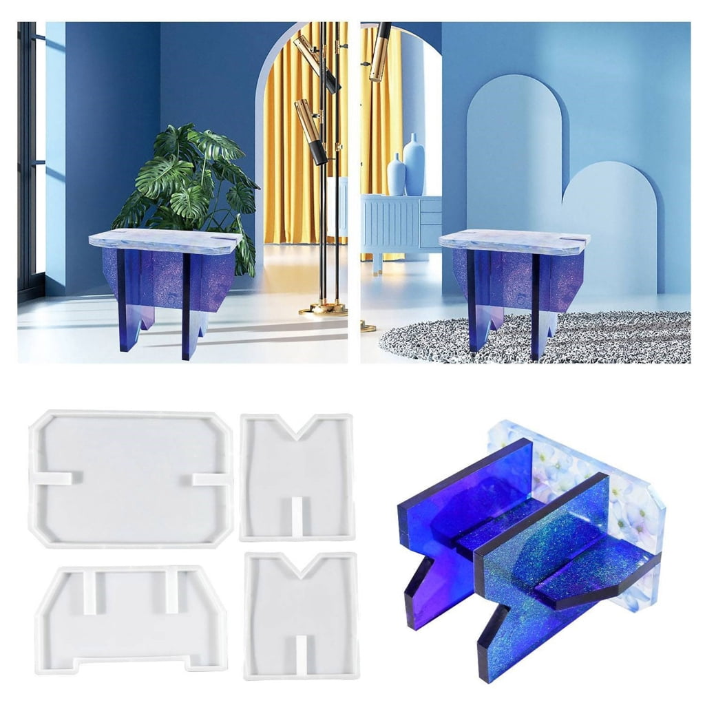 Resin Table Mold Rectangular Epoxy Resin Silicone for Small Stool Splicing Designs Easy Release Mol