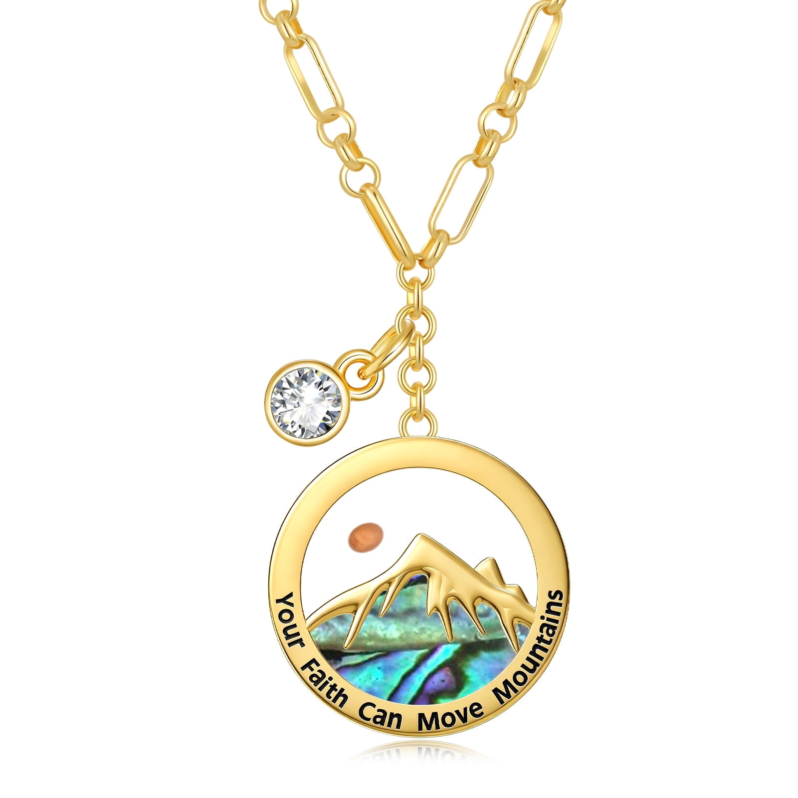 HXWZB Faith Mustard Seed Necklace April Birthstone Mountain Jewelry