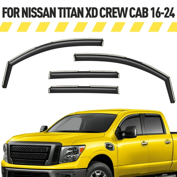 Extra Durable Window Deflectors In-Channel Window Visors Rain Guards Fit for Nissan Titan XD 2016-2024 Crew Cab, Sun Visors, Wind Vent Visors, vent shades, Exterior Car Accessories - 4 pcs. AG0750