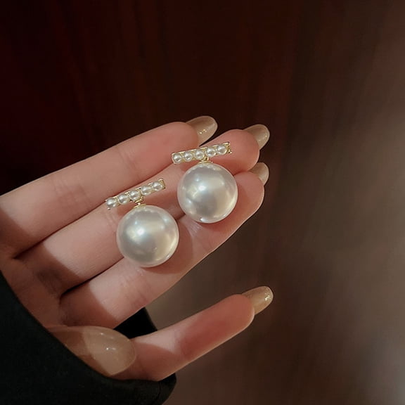 1 Pair Ear Studs Elegant Nonallergic High Gloss Faux Pearl Women Earrings Jewelry Accessories