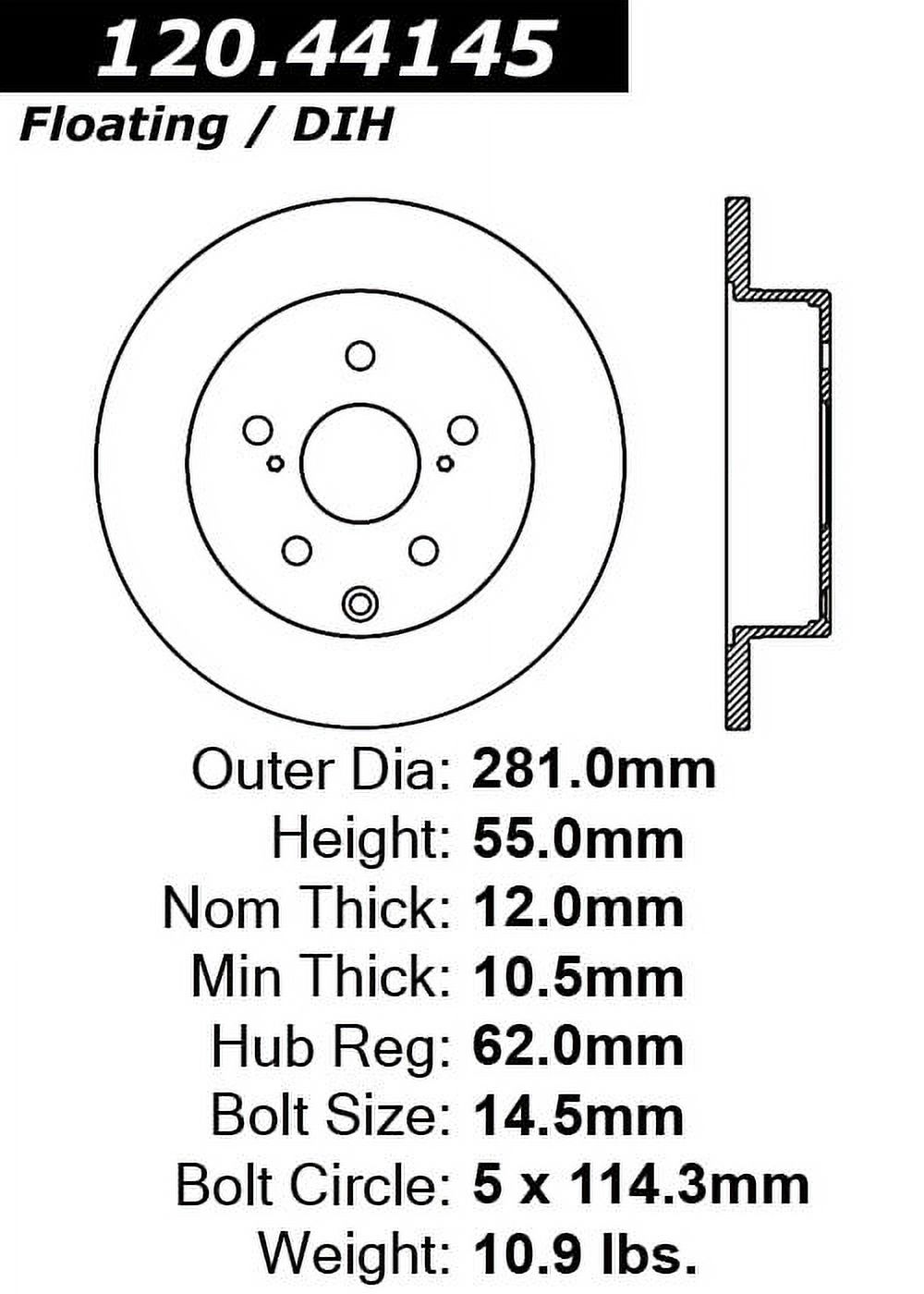 Centric Parts 120.44145 Premium Brake Rotor with E-Coating Fits select: 2006-2018 TOYOTA RAV4, 2010-2012 LEXUS HS