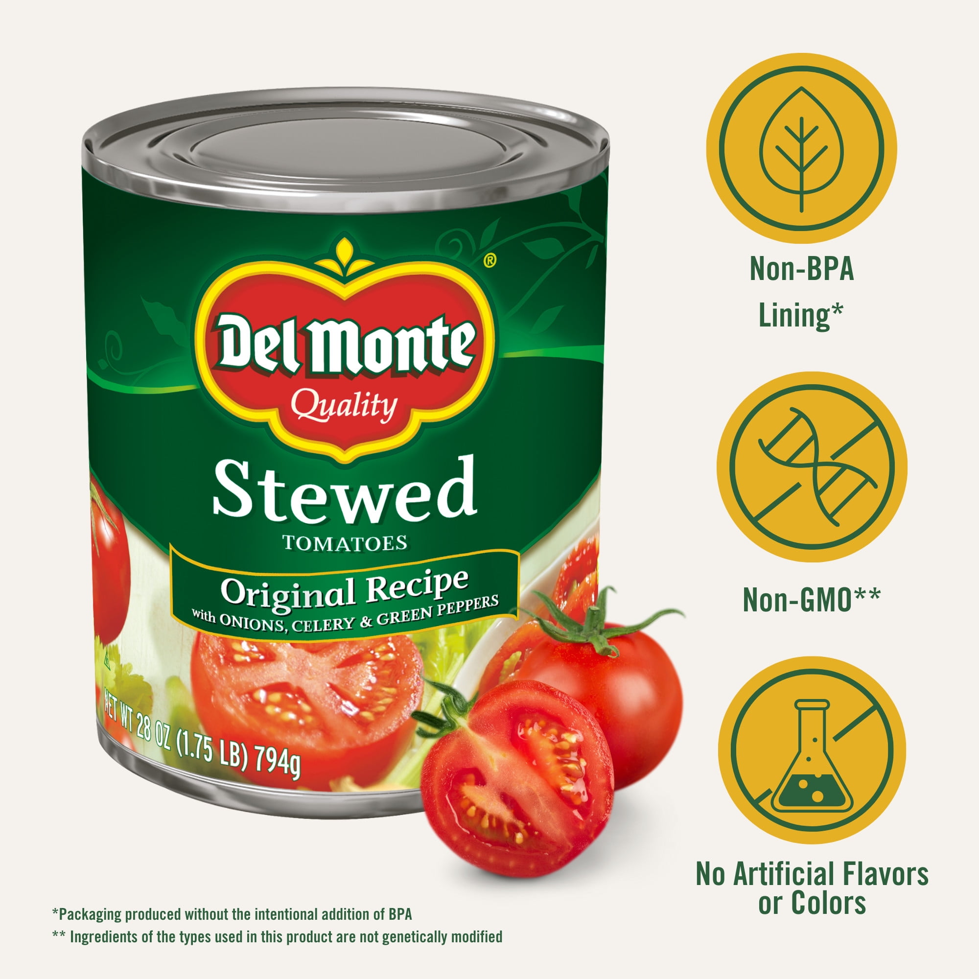 (2 pack) Del Monte Original Recipe Stewed Tomatoes With Onions, Celery & Green Peppers, 28 Oz