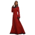 thumbnail image 4 of Huowey Medieval Witch Gothic Dresses Women Halloween Costume Elegant Fancy Cosplay Party Gown Crew Neck Long Sleeve Eye-Catching Halloween Dress,Red,M, 4 of 8