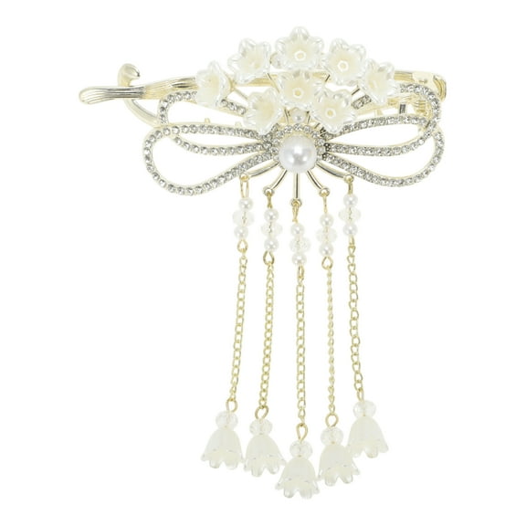 Unique Bargains 1 Pc Floral Tassel Hair Clips for Home Gold Tone