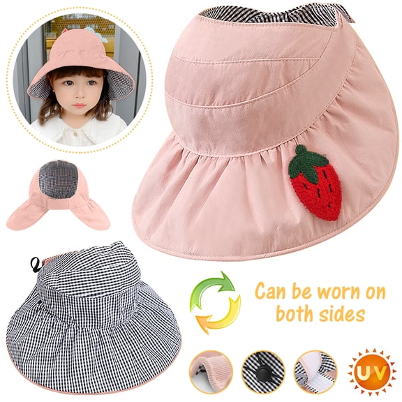 EASTIN Kids UPF 50 Sun Hat, UV Sun Protection Hats, Adjustable Double Sides Wide Brim Breathable Bucket Hat, Summer Outdoor Beach Play Hat for 3-8 Years Old Kids, Pink