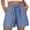 Blue, variant on Linen Shorts for Women Summer Casual Elastic Waist Wide Leg Loose Fit Lightweight Beach Shorts with Pockets