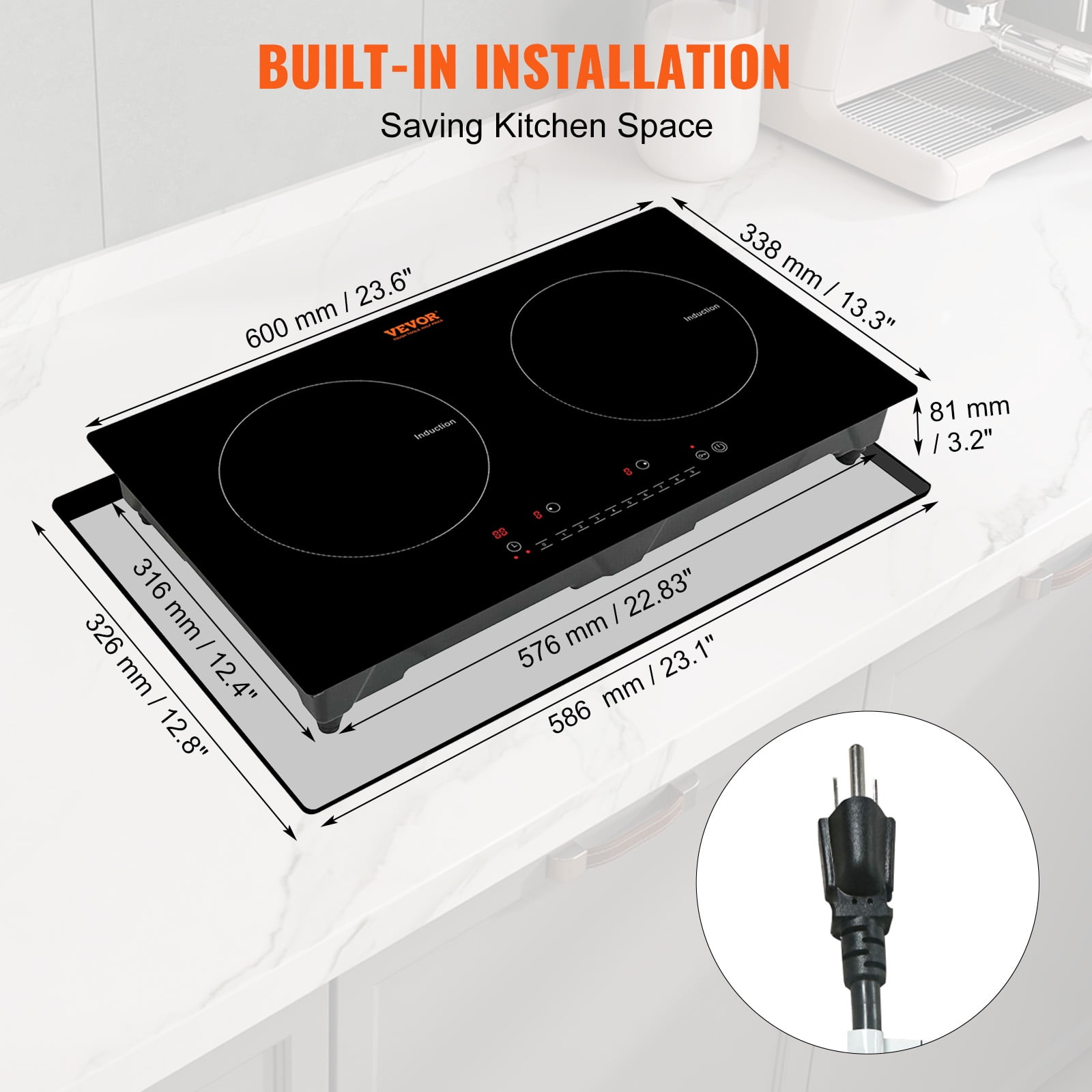 SKYSHALO 2 Burners Ceramic Glass Stove Top Touch Control 24 inch Electric Cooktop