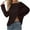 Brown, variant on EDFBUYKRS Velvet Top for Women's Slim Fit Long Sleeve Off-Shoulder Blouse M