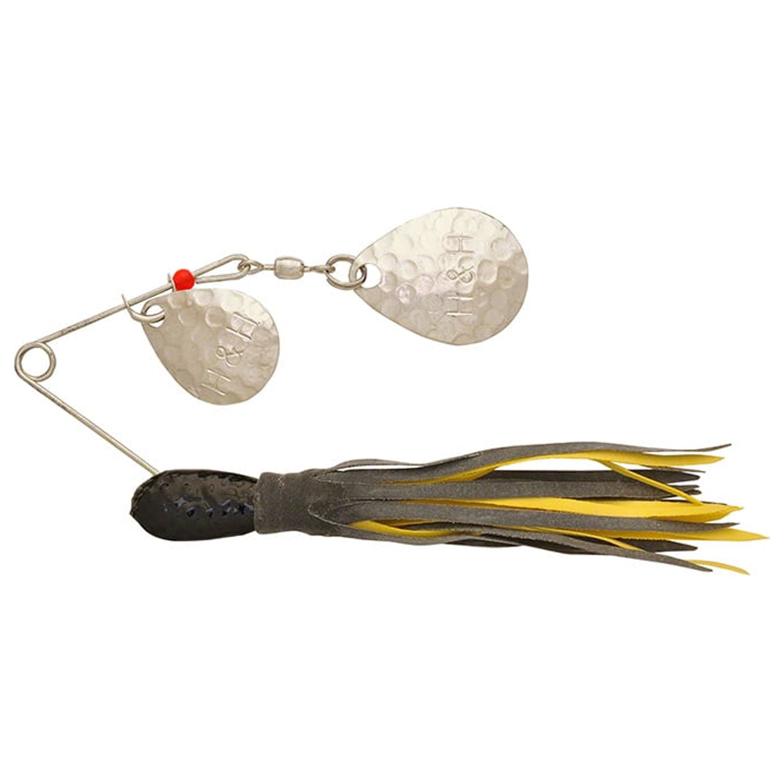 (3 pack) H&H Double Spinner Spinner Bait, Black & Yellow, 3/8 oz, 12 Count, HHDS115-02