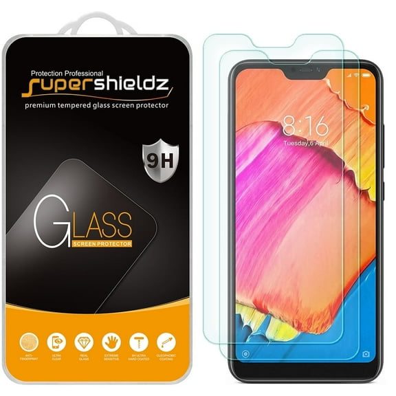 [2-Pack] Supershieldz for Xiaomi Redmi 6 Pro Tempered Glass Screen Protector, Anti-Scratch, Anti-Fingerprint, Bubble Free