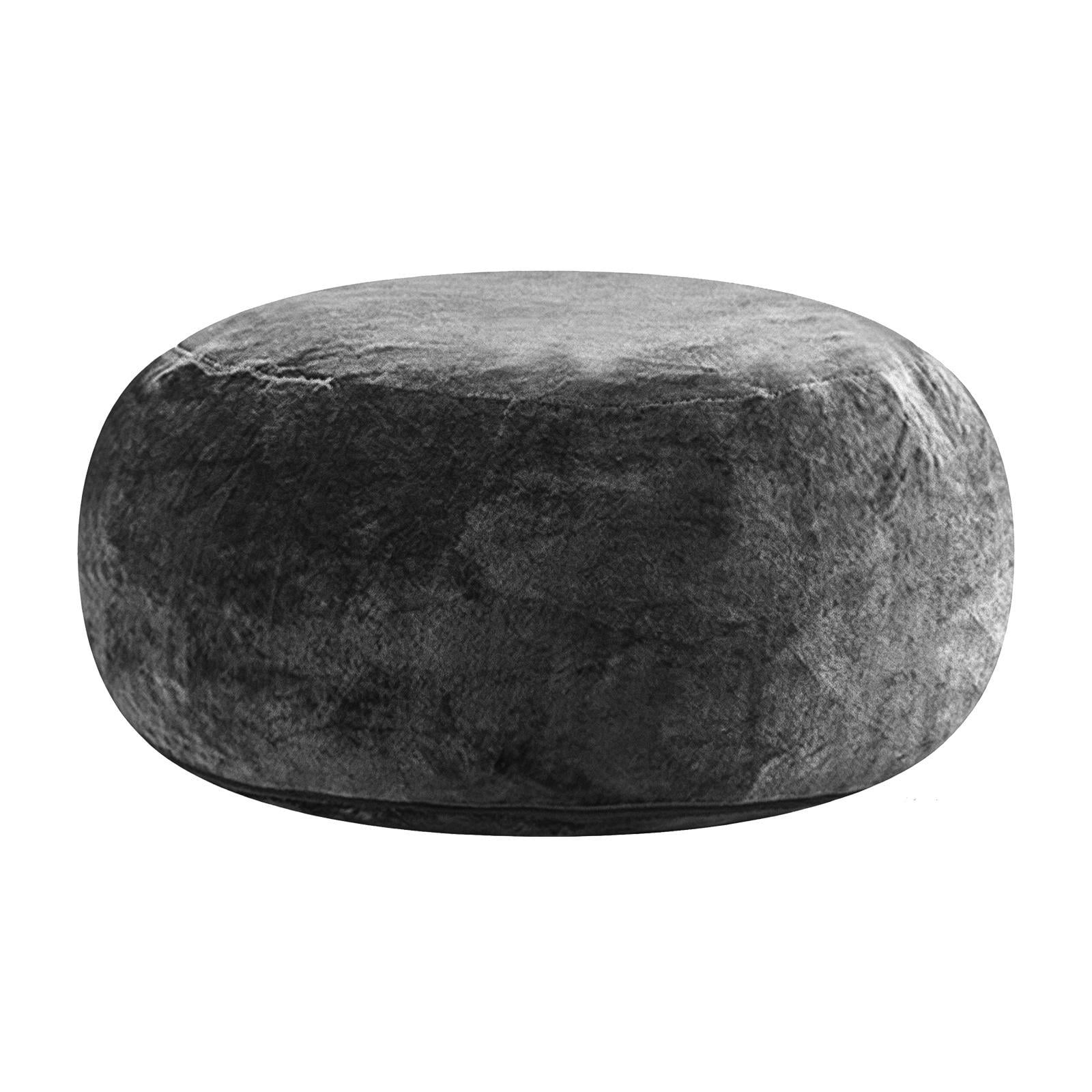 Hommoo 4FT Bean Bag Chair, Memory Foam Filling Soft Sofa with Flannel Cover, Round Sofa for Living Room, Bedroom, College Dorm, Dark Gray