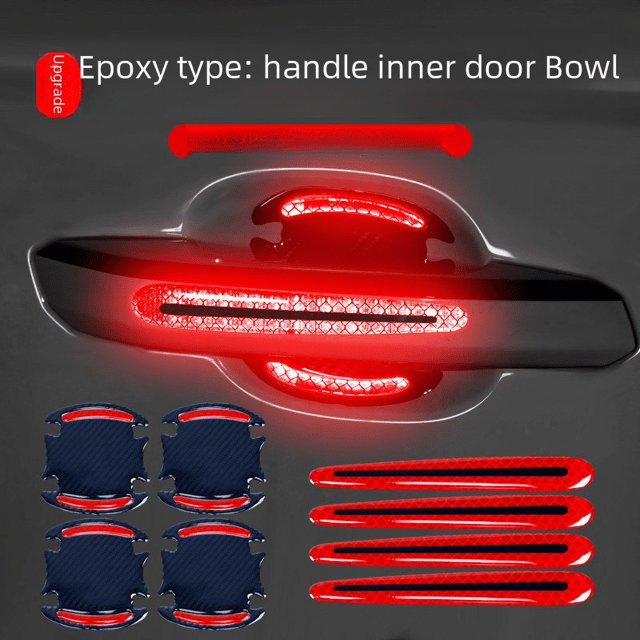 Pegatina para el cuenco de la puerta del coche, pegatina reflectante de advertencia antiarañazos para la manija de la puerta, pegatina para la manija de la puerta, película protectora de goma suave
