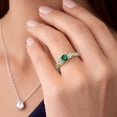 thumbnail image 4 of Gem Stone King 925 Sterling Silver and 10K Yellow Gold Green Nano Emerald and White Lab Grown Diamond 3 Stone Engagement Ring for Women (0.53 Cttw, Gemstone May Birthstone, Size 7), 4 of 6