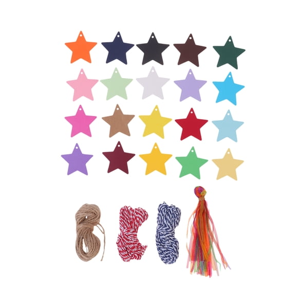 200pcs Etiqueta de papel Etiquetas de papel en forma de estrella de color Viene con cuerda de cáñamo para artesanías de alimentos