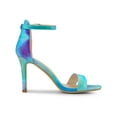 thumbnail image 3 of BLISSFUL STEP Mother's Day Women's Sandals Stiletto Heels Ankle Strap Tie Dye Sandals Cyan 9, 3 of 7