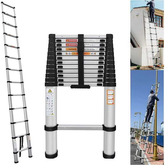 Telescoping Ladder 16FT Aluminum Telescopic Extension Ladder, Multi-Purpose Ladder for Household Daily or Outdoor Work, Portable Extendable Ladders RV Ladder Collapsible Ladder, 330 Pound Capacity