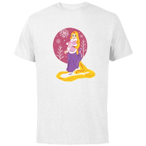 Disney Princess Rapunzel Tangled Winter Holiday Christmas - Short Sleeve Cotton T-Shirt for Adults - Customized-White