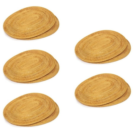 

10 Pcs Oval Rattan Placemat Natural Rattan Hand-Woven Tea Ceremony Accessories Suitable for Dining Room Kitchen Etc