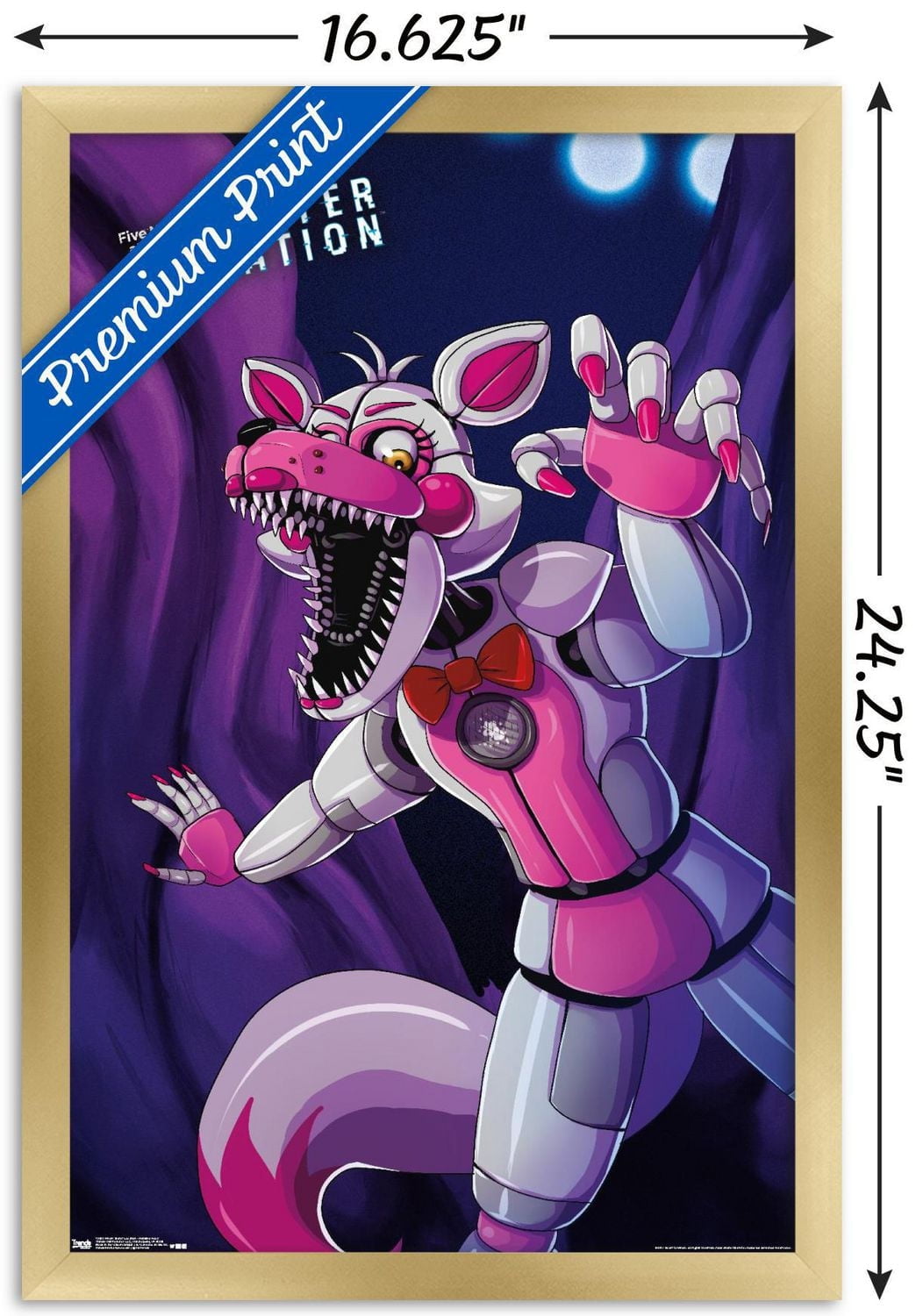 Five Nights at Freddy's: Sister Location - Funtime Foxy Wall Poster, 14.725" x 22.375" Framed