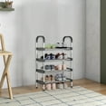 thumbnail image 4 of 4 Tier Stainless Steel Shoe Rack, No-Assembly Pull-Out Shoe Shelf for Entryway & Dorm, Heavy-Duty Frame Holds 8 Pairs, Compact Design, 4 of 6