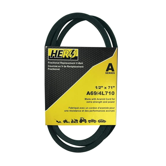 HERO® 1/2 inch x 71 inch Aramid Kevlar Lawn Mower Belt Replacement For Reference A69 4L710