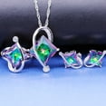 thumbnail image 3 of Uloveido Mystic Rainbow Wedding Bridal Jewelry Set - Women's Crystal Necklace Set with Large Stone (Multi, Size 6) T295, 3 of 7