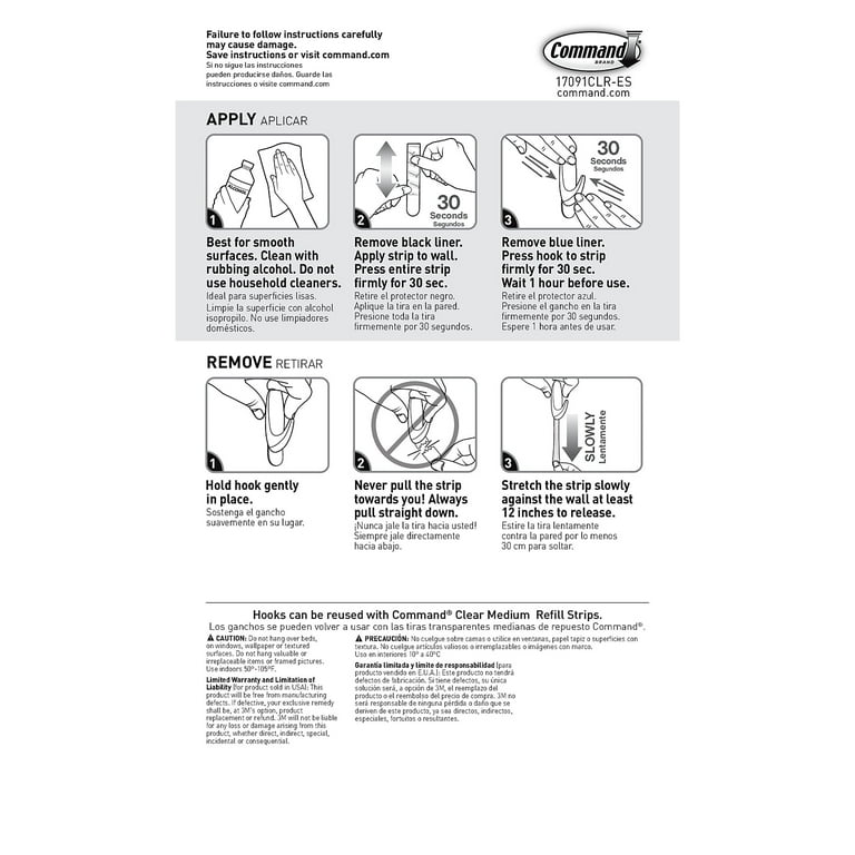 Command Small Plastic Wire Hook(Clear,3 Hooks and 4 Strips