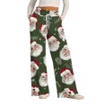 thumbnail image 2 of Women's Casual Wide Leg Sweatpants, Loose Christmas Print Sports Pants, Holiday Lounge Wear for Festive Seasons and Cozy Comfort,Green,2XL, 2 of 7