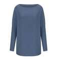thumbnail image 6 of Tawop T Shirts for Women Womens T Shirts Round Neck Long Sleeve Solid Blue M(Us:6), 6 of 7