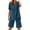 Dark Blue, variant on UVEASISHA Womens 2 Piece Linen Set Summer Casual Beach Outfits Short Sleeve Henley Shirt and Wide Leg Shorts Sets Mint Green S