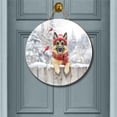thumbnail image 2 of Playful German Shepherd Welcomes Winter Snowy Day with Cardinal Bird Round Wood Sign Alsatian Dog Lover Gifts Hanging Wall Home Decor - 2017, 2 of 5