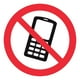 thumbnail image 1 of Señal prohibitiva: "No hacer uso del celular" en blanco, negro y rojo. Plástico estireno calibre 40, para interiores y exteriores, 20x20 cm. Señalamiento, Cartel, Letrero cuadrado, Señalización., 1 of 4