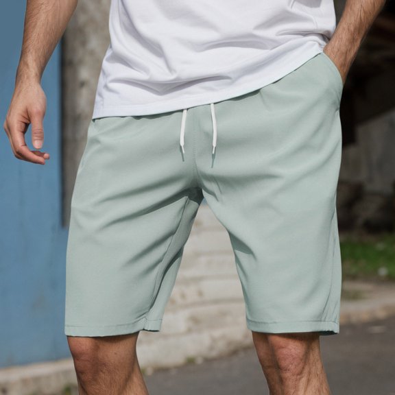 Men's Casual Shorts Summer Lightweight Stretch Breathable Loose Fit Outdoor Walking Workout Gym Running Sports Pants For Daily WearLight GreenXL
