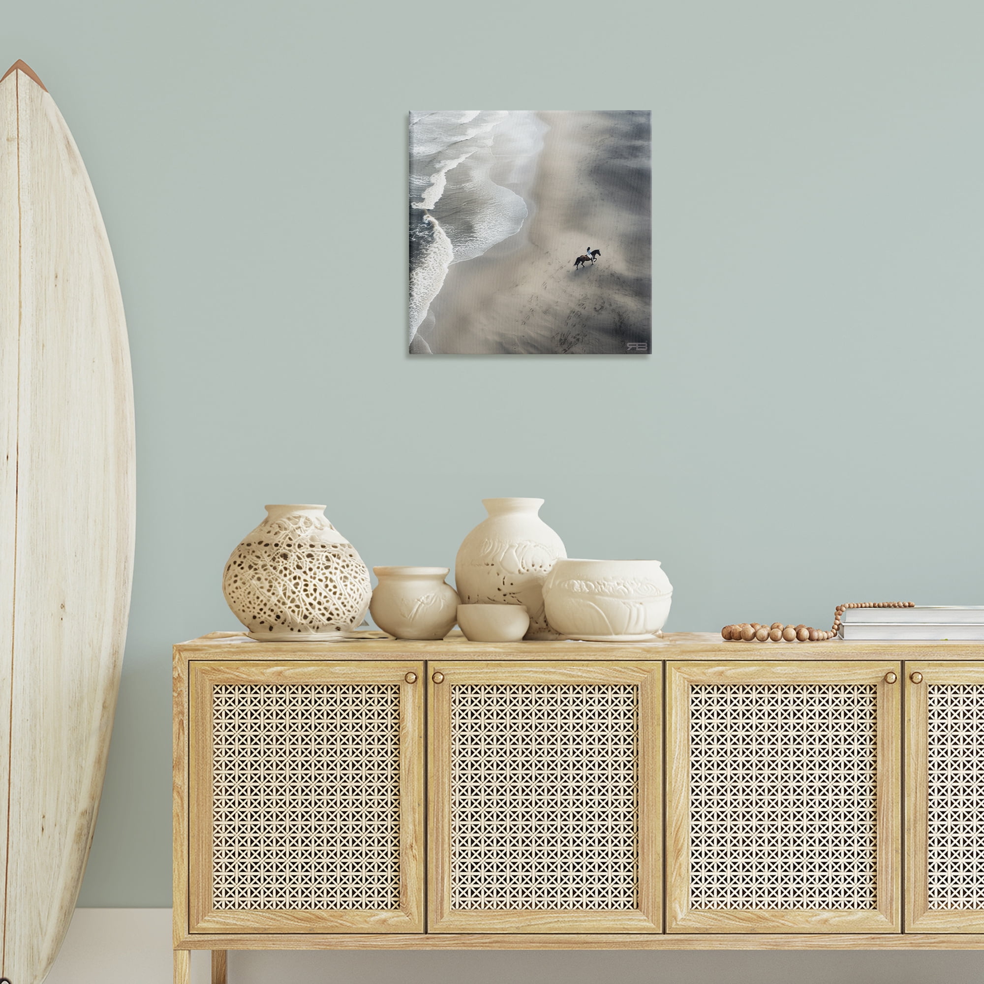 Stupell Industries Aerial Beach View Horse Nautical & Beach Painting Wrapped Canvas Art Print Wall Art, 24 x 24