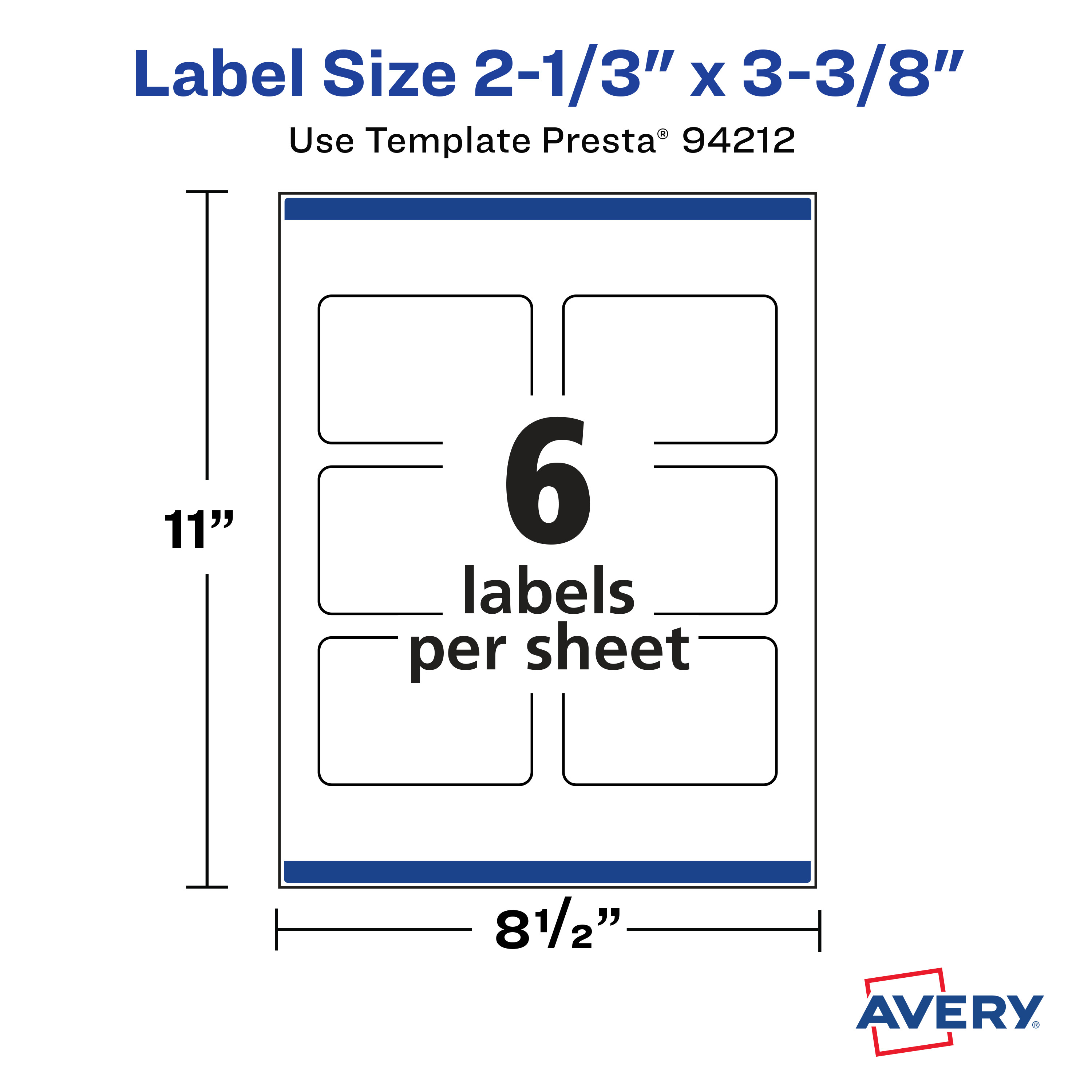 Avery Matte White Rectangle Labels, 2-1/3