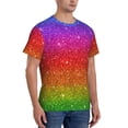 thumbnail image 2 of Vsdgher Rainbow Glitter Print Men's Dry Fit Mesh Athletic Shirts Moisture Wicking Tennis T-Shirt Tops, 2 of 9