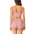 thumbnail image 3 of Conjunto de pijama para mujer INSPIRE CHIC, camiseta de tirantes ajustada de punto con pantalones cortos, 2 piezas, ropa de casa, gris claro y rosa, 3 of 5