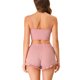 thumbnail image 3 of Conjunto de pijama para mujer INSPIRE CHIC, camiseta de tirantes ajustada de punto con pantalones cortos, 2 piezas, ropa de casa, gris claro y rosa, 3 of 5